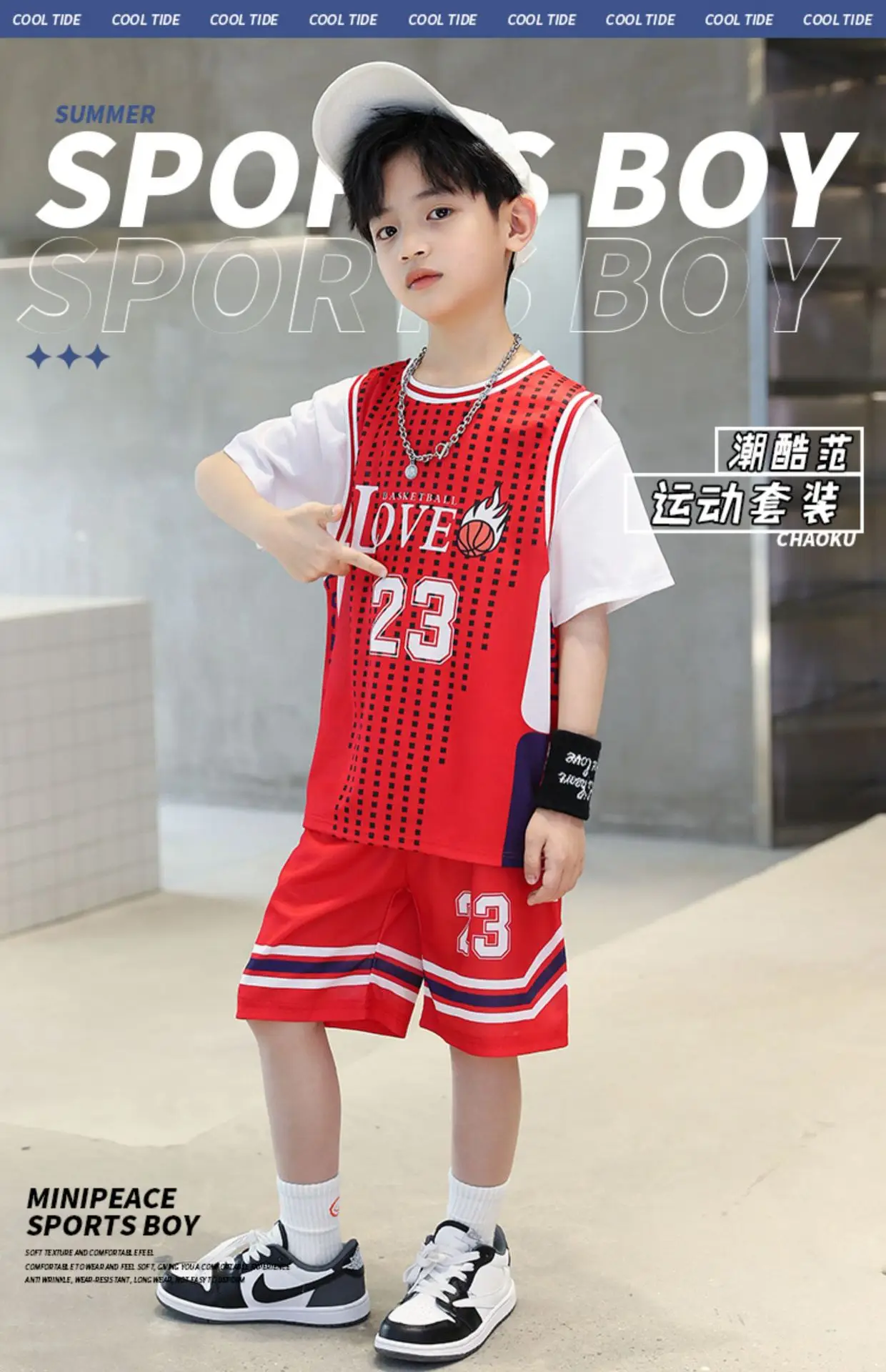 Boys Basketball Suit Blue White 2023 Quick Dry — feature 1