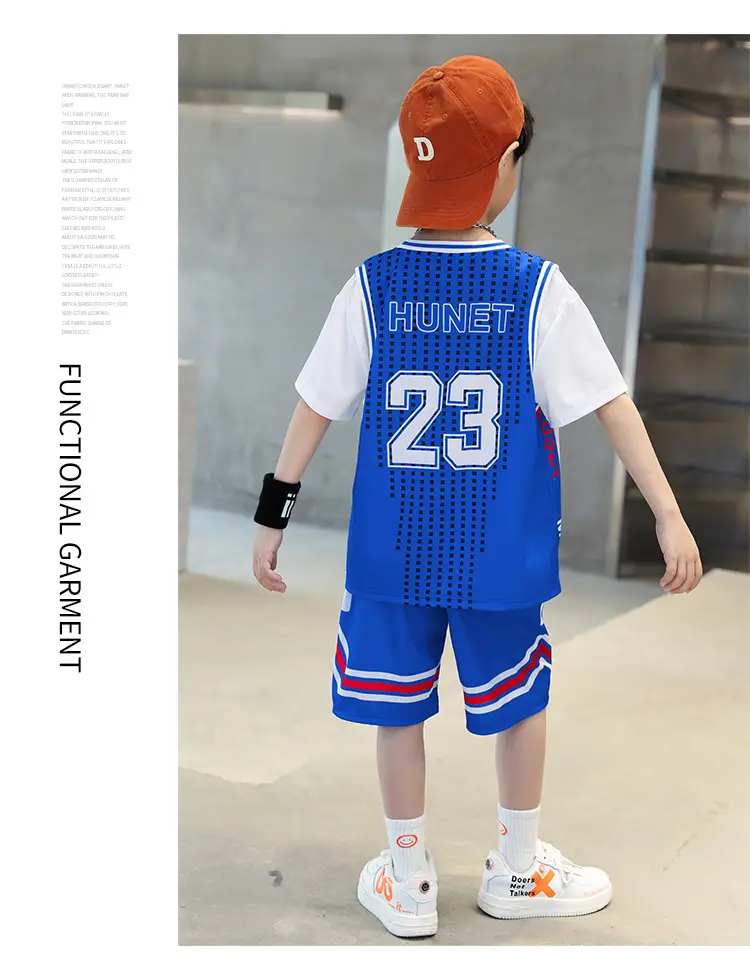 Boys Basketball Suit Blue White 2023 Quick Dry — feature 16