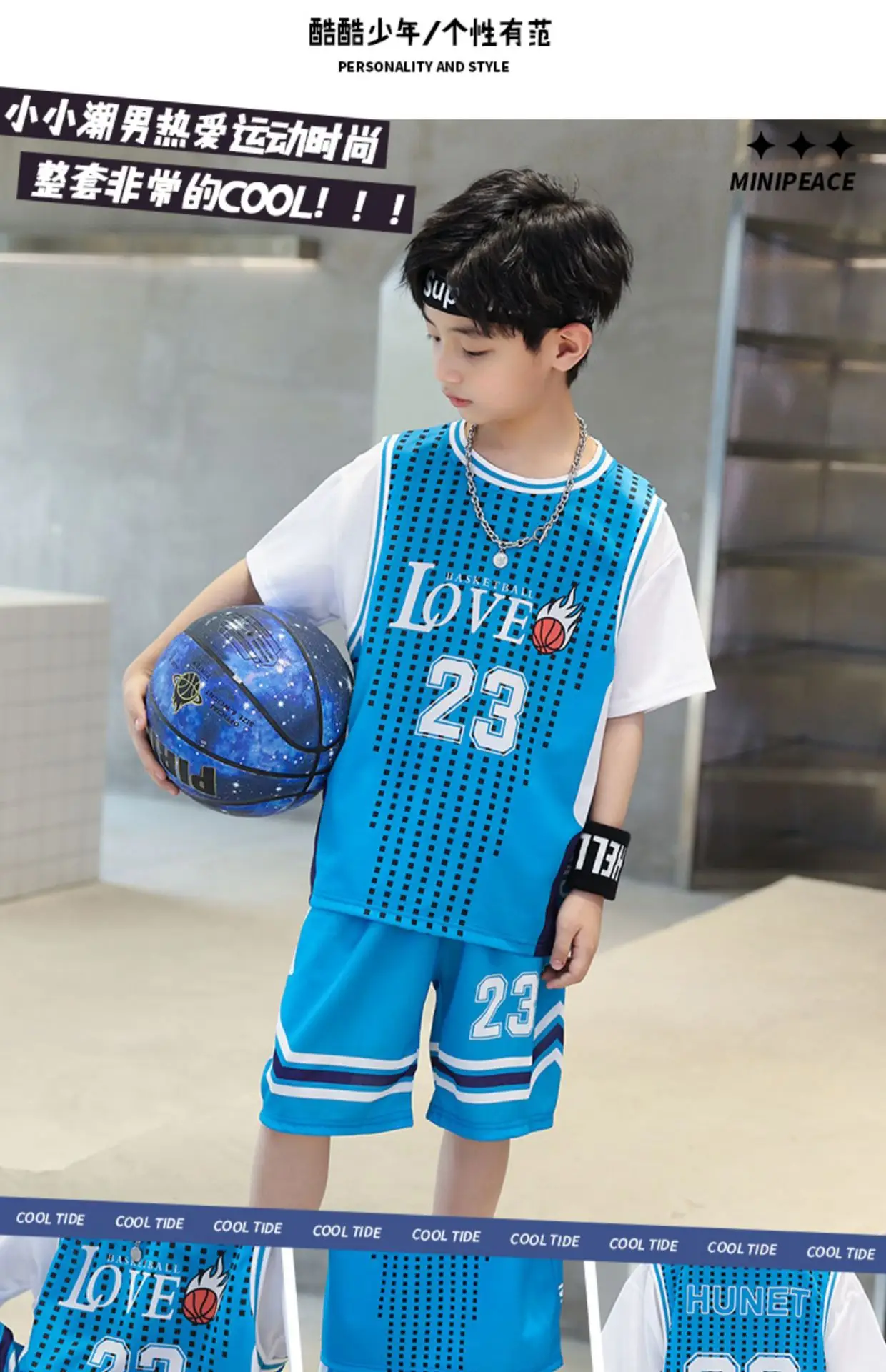 Boys Basketball Suit Blue White 2023 Quick Dry — feature 6