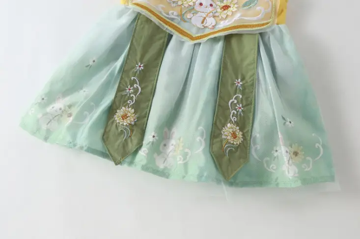Chinese Style Baby Hanfu Dress Green Yellow Embroidered — feature 6