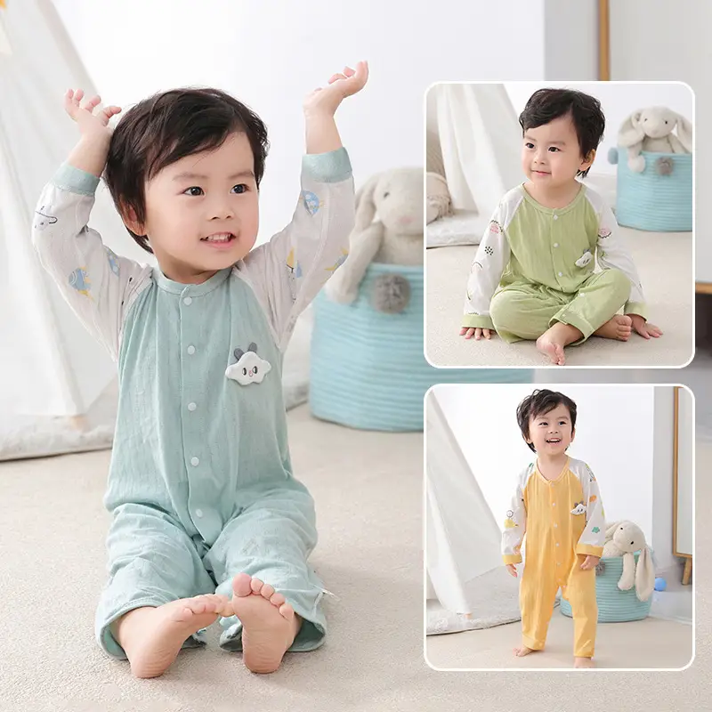 Baby Cotton Pajamas Yellow Panda Print Spring - Image 21
