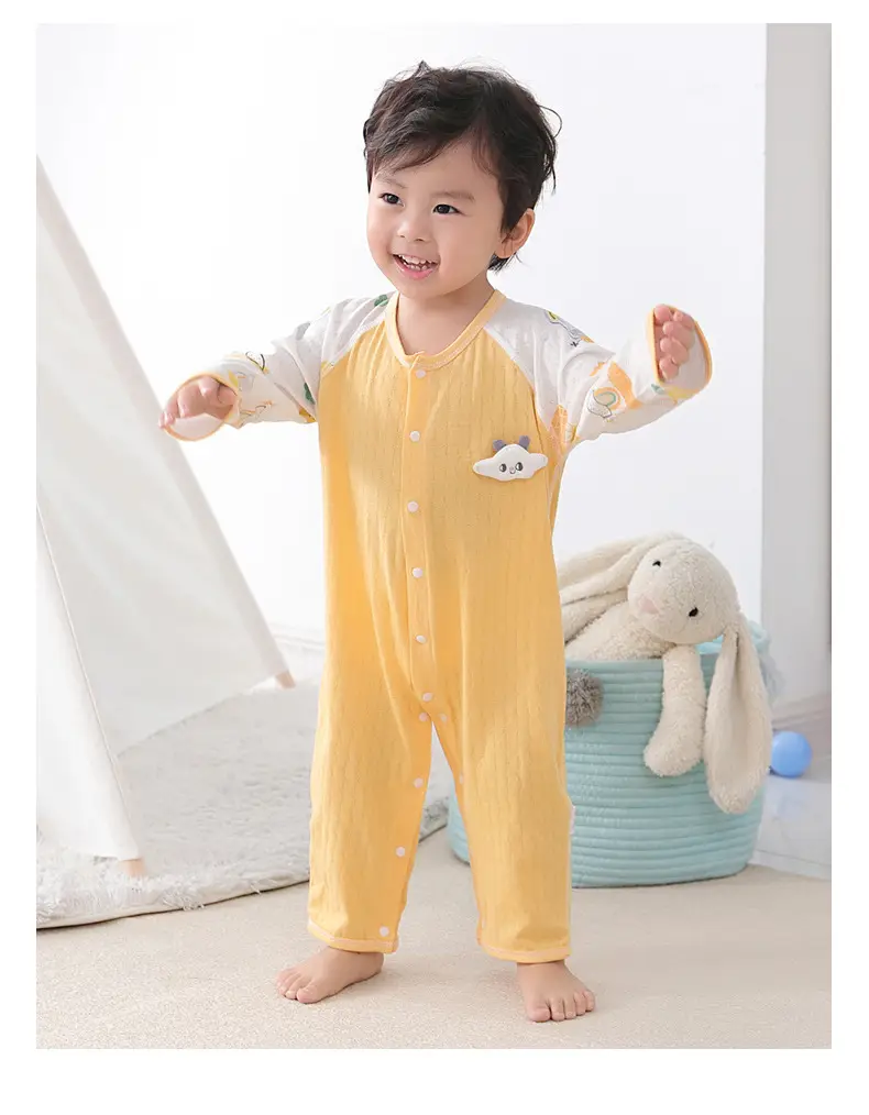 Baby Cotton Pajamas Yellow Panda Print Spring — feature 21