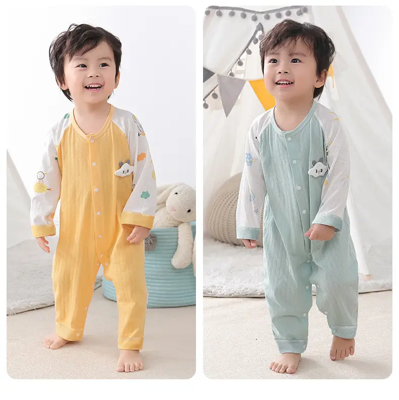 Baby Cotton Pajamas Yellow Panda Print Spring — feature 3