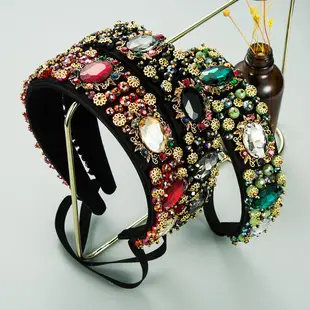 New Fashion Hair Pressure Sponge Headband with Rhinestone & Wood Base — feature 23
