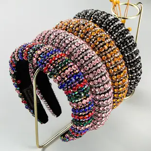 New Fashion Hair Pressure Sponge Headband with Rhinestone & Wood Base — feature 5