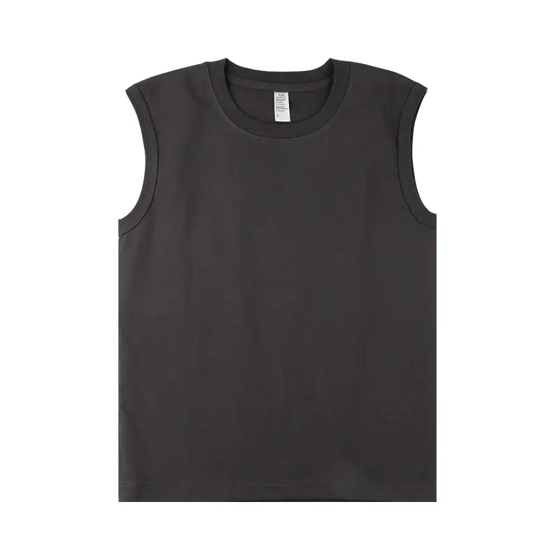Men Cotton T-Shirt Apricot Beige Women Vest Wide Shoulder Small Crewneck - Image 5