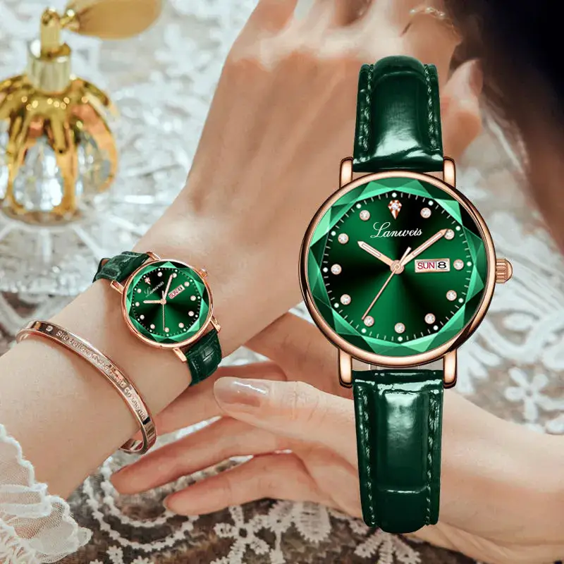 Women's Red Leather Watch with Quartz Movement - Image 11