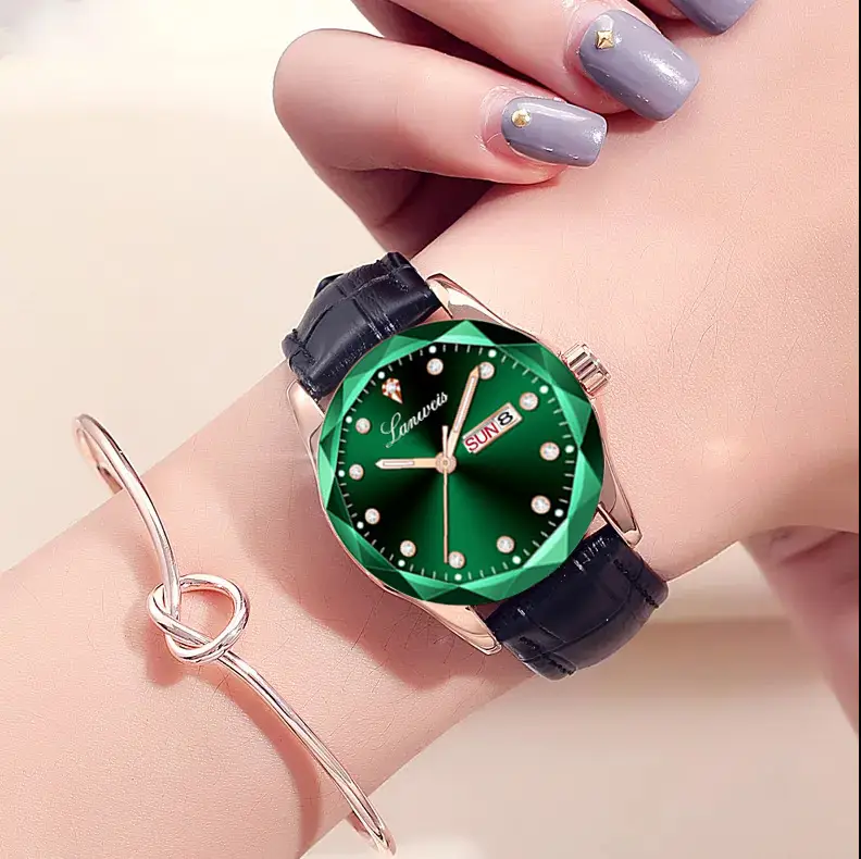 Women's Red Leather Watch with Quartz Movement - Image 12