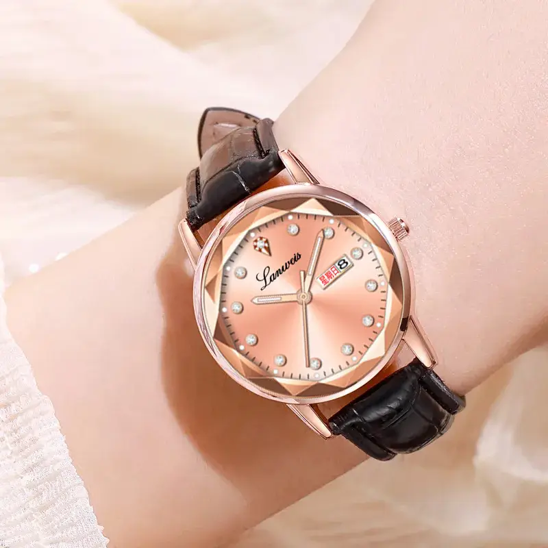 Women's Red Leather Watch with Quartz Movement — feature 10