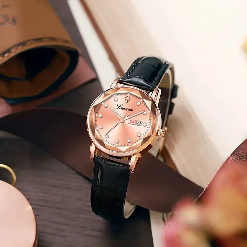 Women's Red Leather Watch with Quartz Movement — feature 5