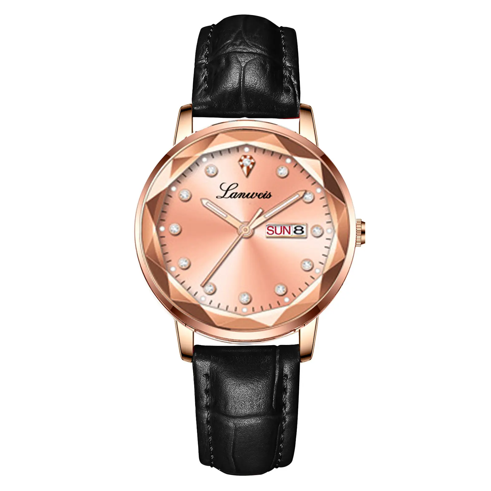 Women's Red Leather Watch with Quartz Movement - Image 10