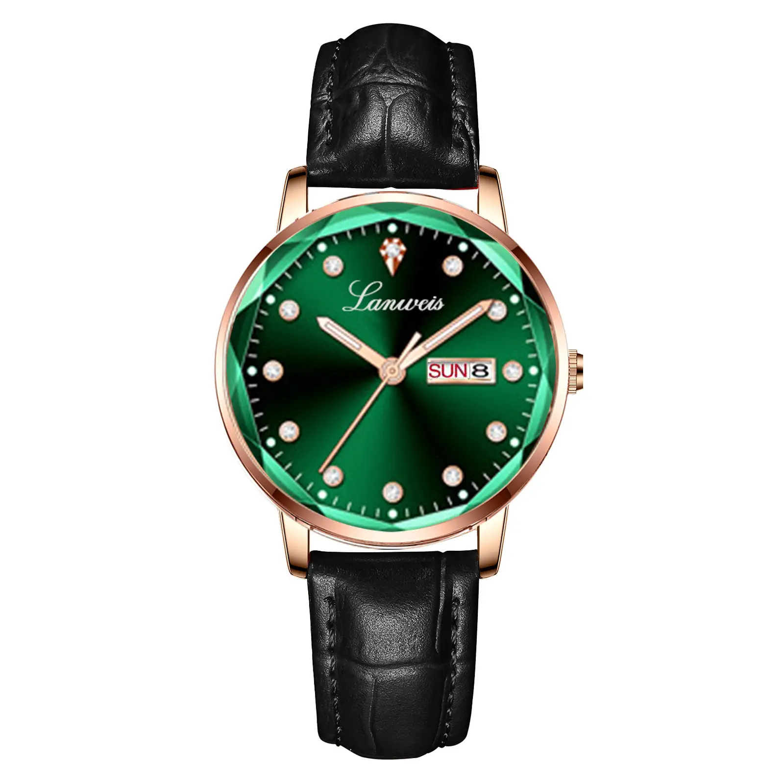 Women's Red Leather Watch with Quartz Movement - Image 9