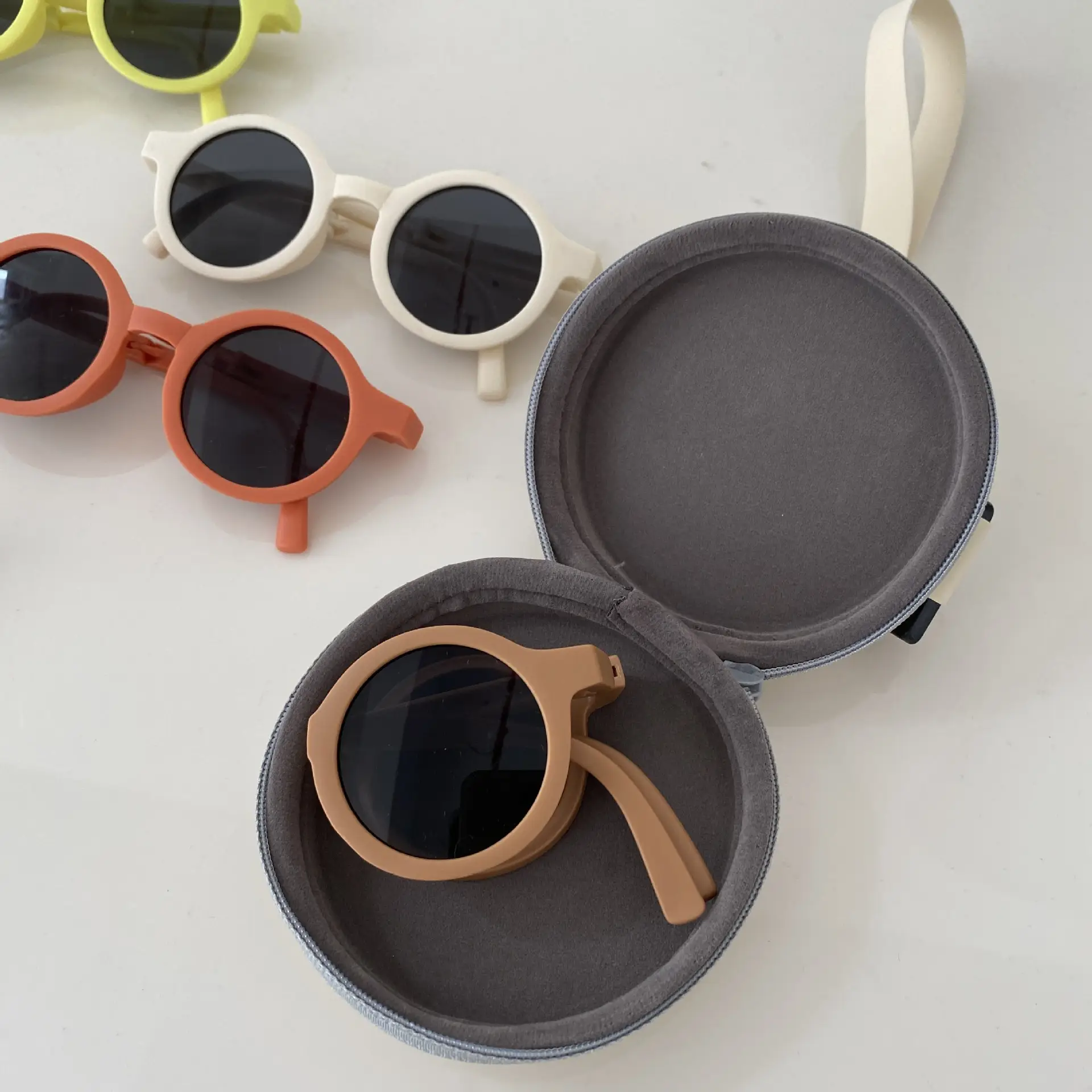 Children Sunglasses 0-7Yrs Foldable Round Frame Color Matching - Image 4