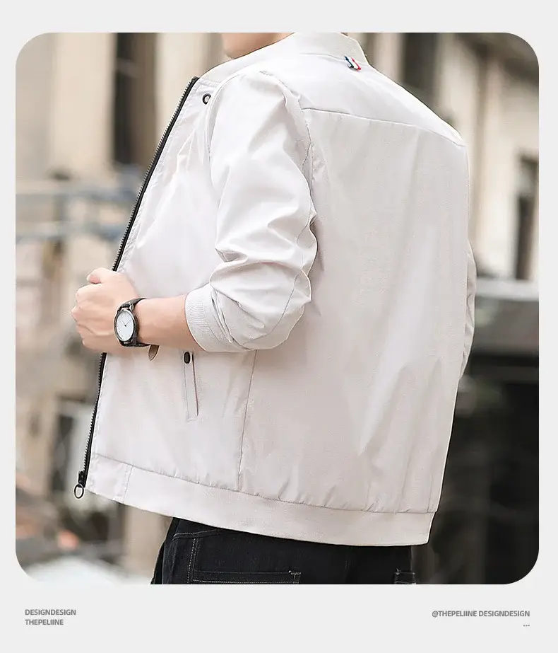 Men's 2023 Thin Grey Bomber Jacket Korean Style — feature 13