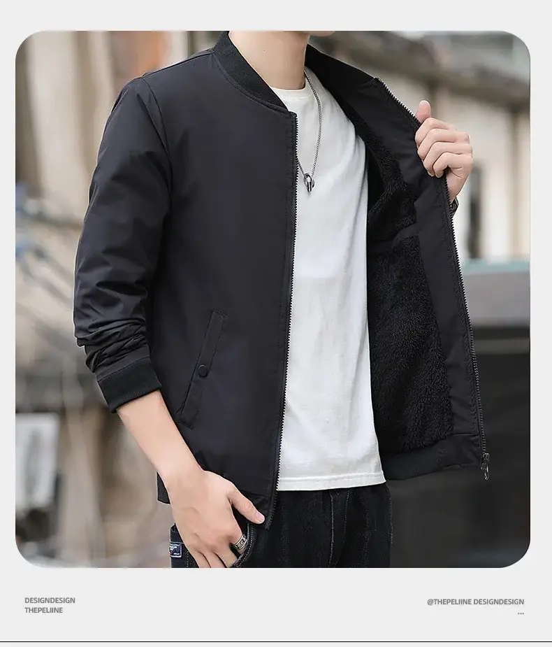 Men's 2023 Thin Grey Bomber Jacket Korean Style — feature 18