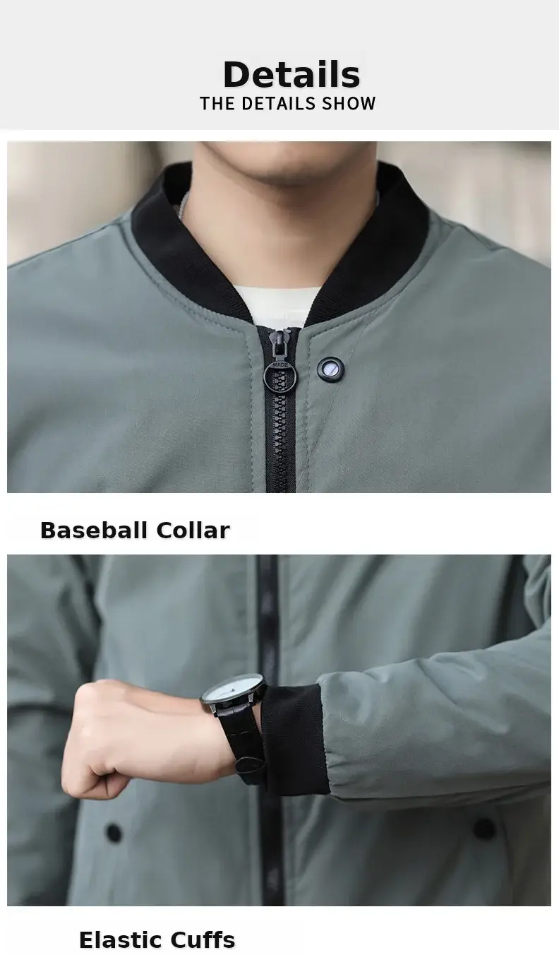 Men's 2023 Thin Grey Bomber Jacket Korean Style — feature 19