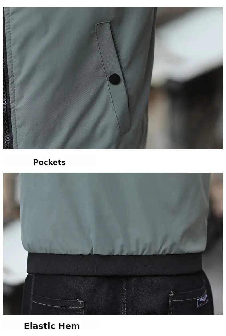 Men's 2023 Thin Grey Bomber Jacket Korean Style — feature 20