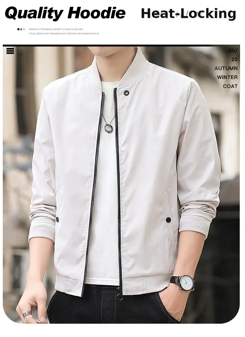 Men's 2023 Thin Grey Bomber Jacket Korean Style — feature 3