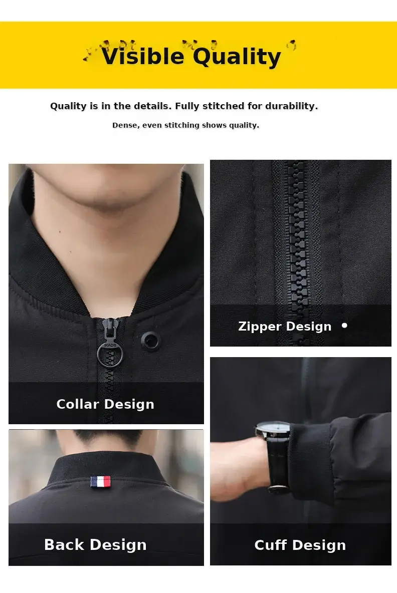 Men's 2023 Thin Grey Bomber Jacket Korean Style — feature 5