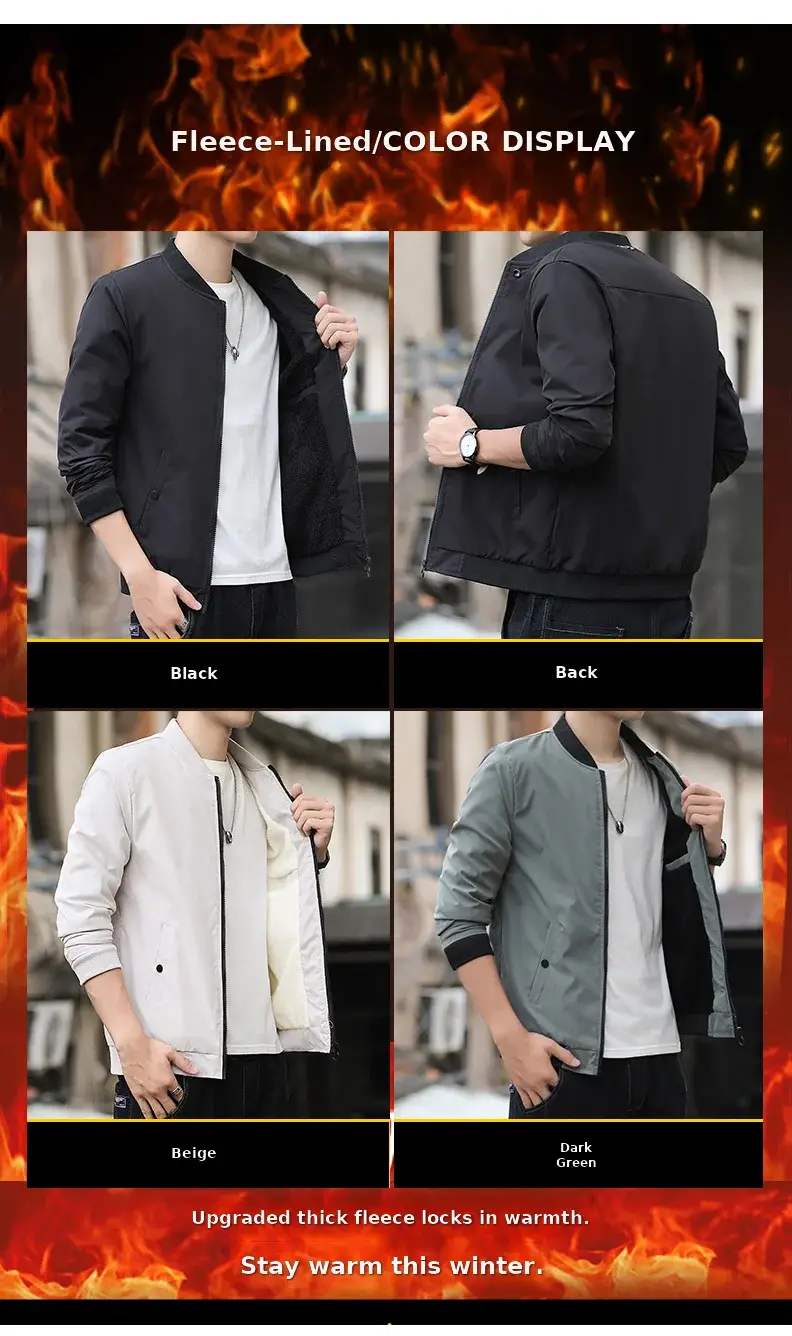 Men's 2023 Thin Grey Bomber Jacket Korean Style — feature 7
