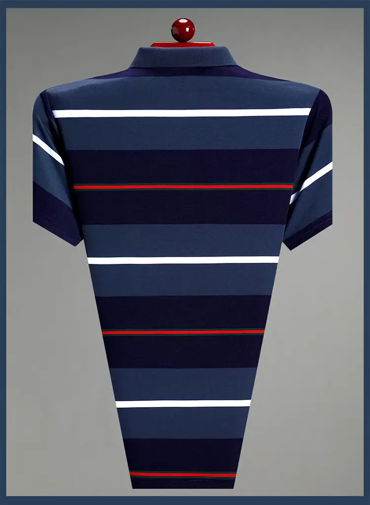 Men Pink Striped Polo Shirt Pearl Cotton Summer Wear — feature 10