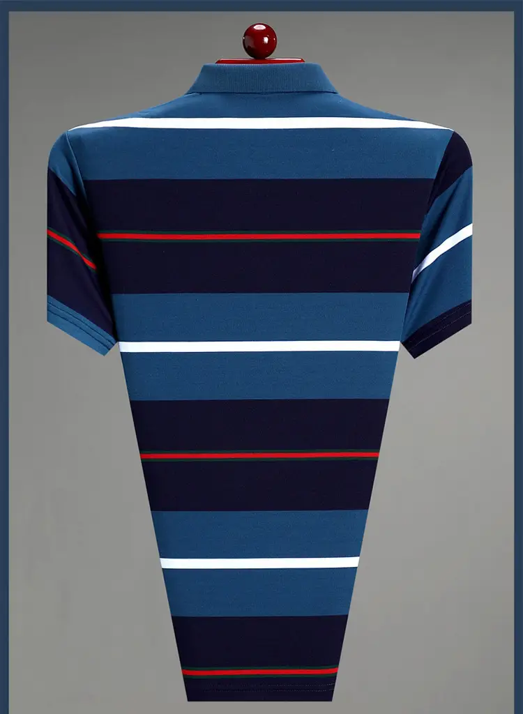 Men Pink Striped Polo Shirt Pearl Cotton Summer Wear — feature 8