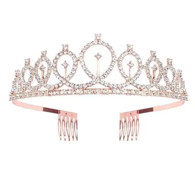 Rose Gold Rhinestone Bridal Party Crown Headband