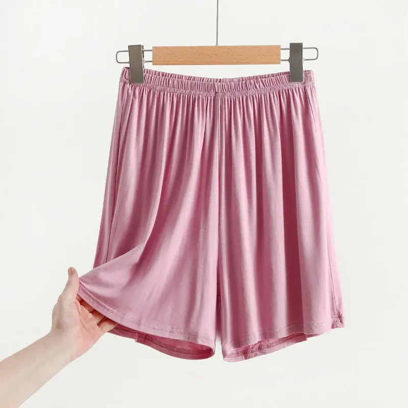 Women's Pink Modal Shorts Summer Plus Size Loose Pajama Pants