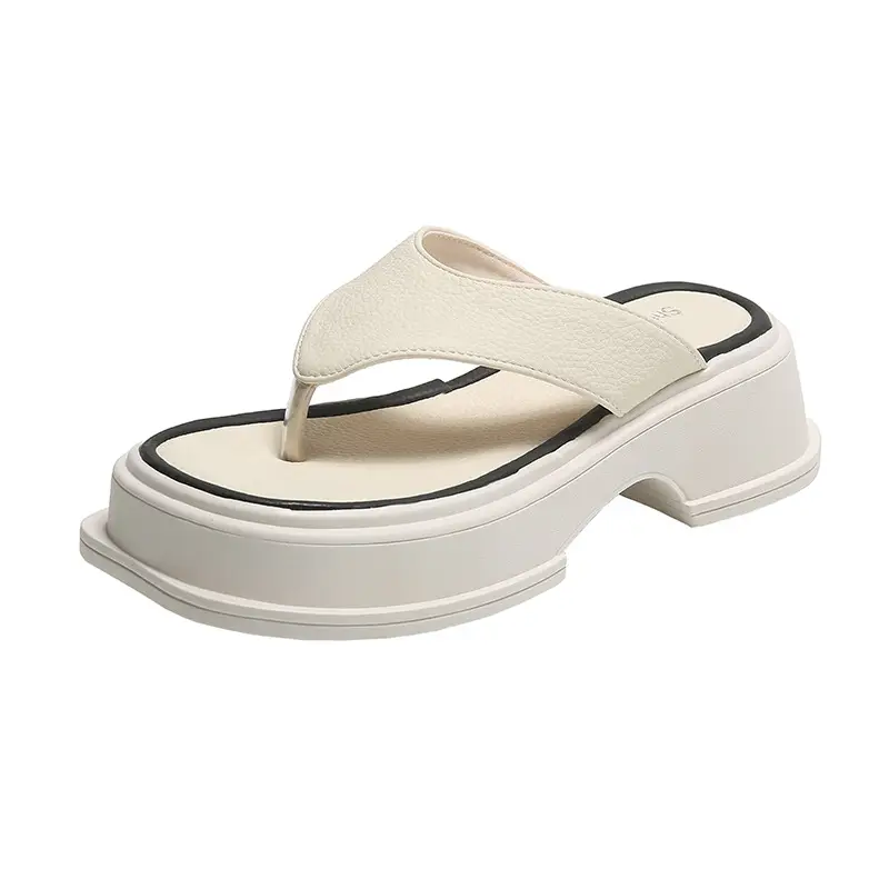 Women's White Blue Thick Strap Flip Flops Summer - Image 5