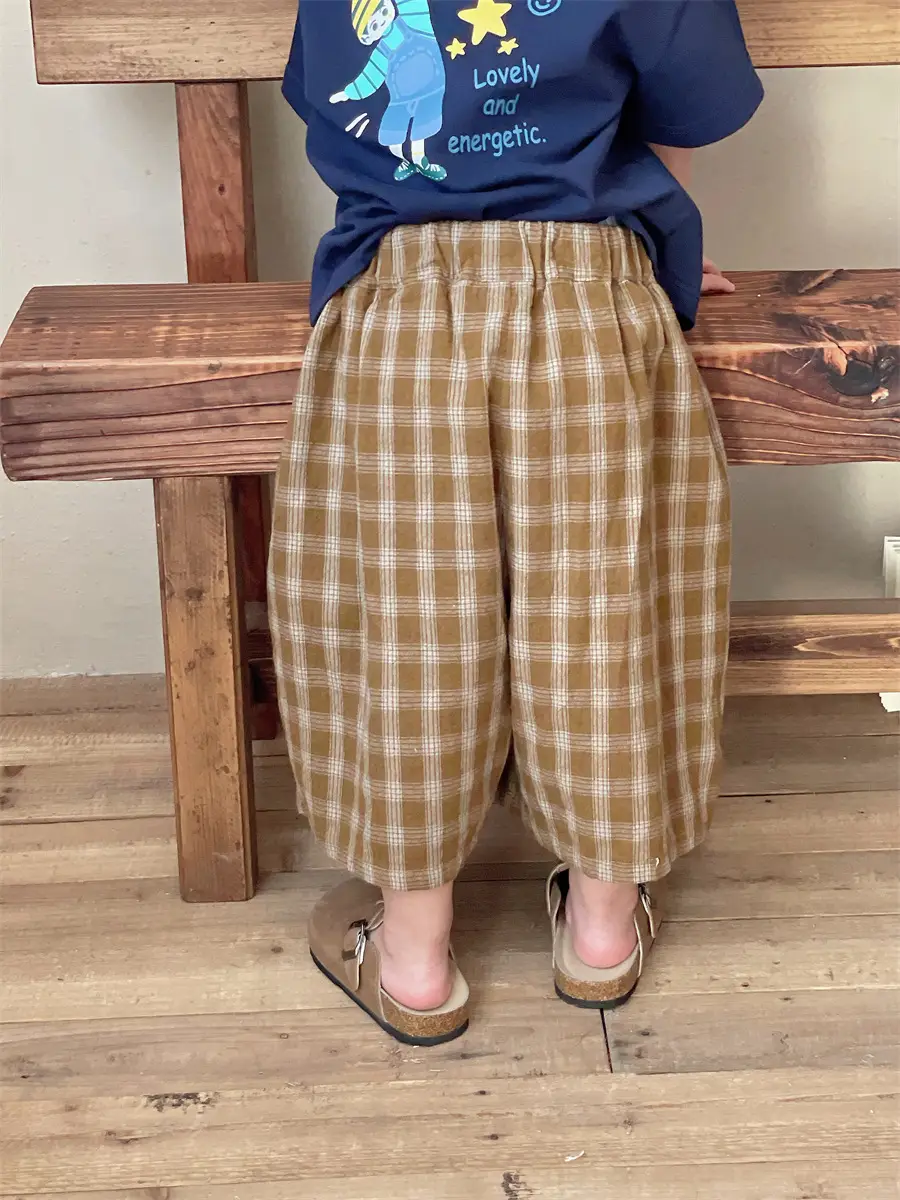 Baby Girls Plaid Wide Leg Pants Cotton Linen 2025 - Image 5