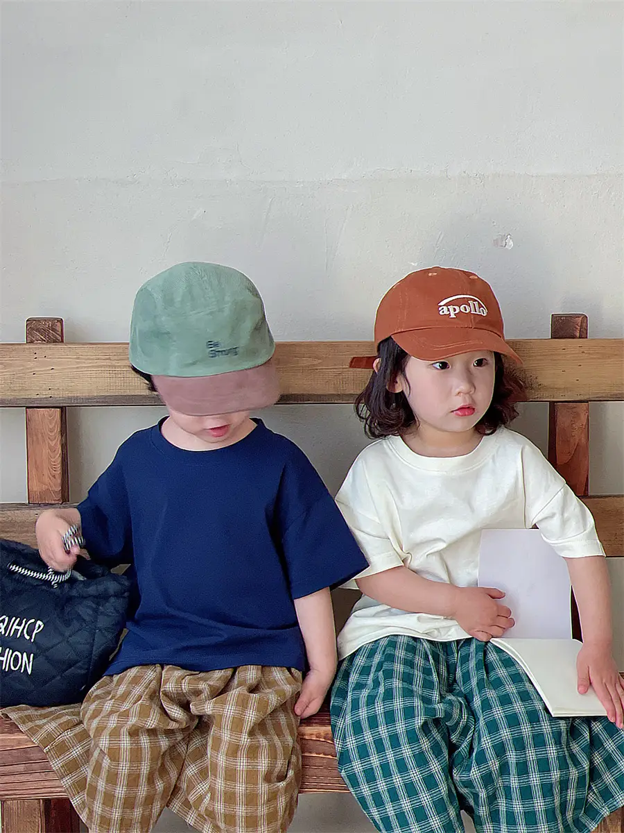 Kids Cotton T-Shirt Blue Short Sleeve Cartoon Cap — feature 5