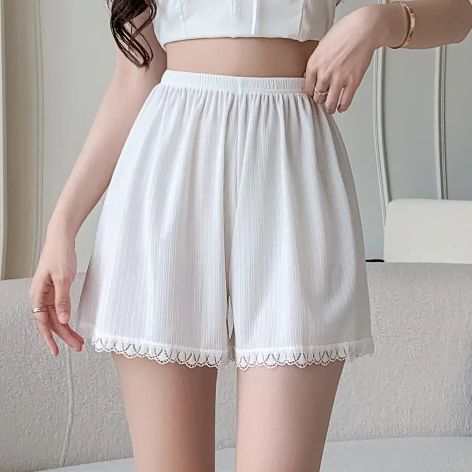 Women's Lace Shorts Cream Anti-Curl Summer Wear - Image 6