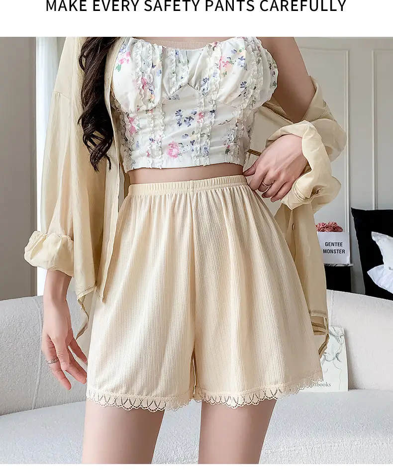 Women's Lace Shorts Cream Anti-Curl Summer Wear — feature 15