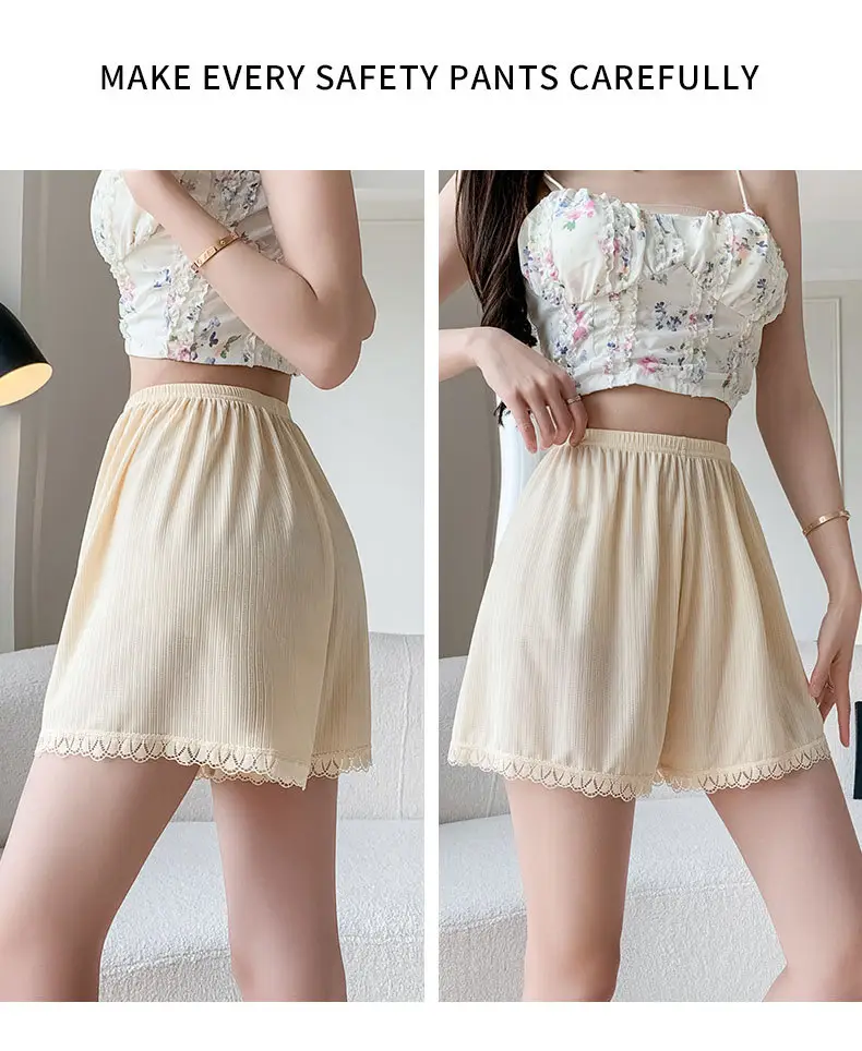 Women's Lace Shorts Cream Anti-Curl Summer Wear — feature 16