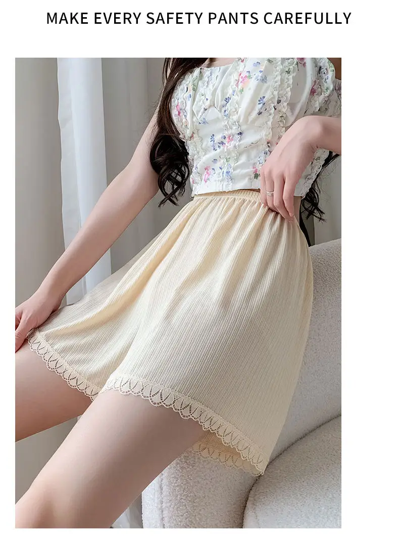 Women's Lace Shorts Cream Anti-Curl Summer Wear — feature 17