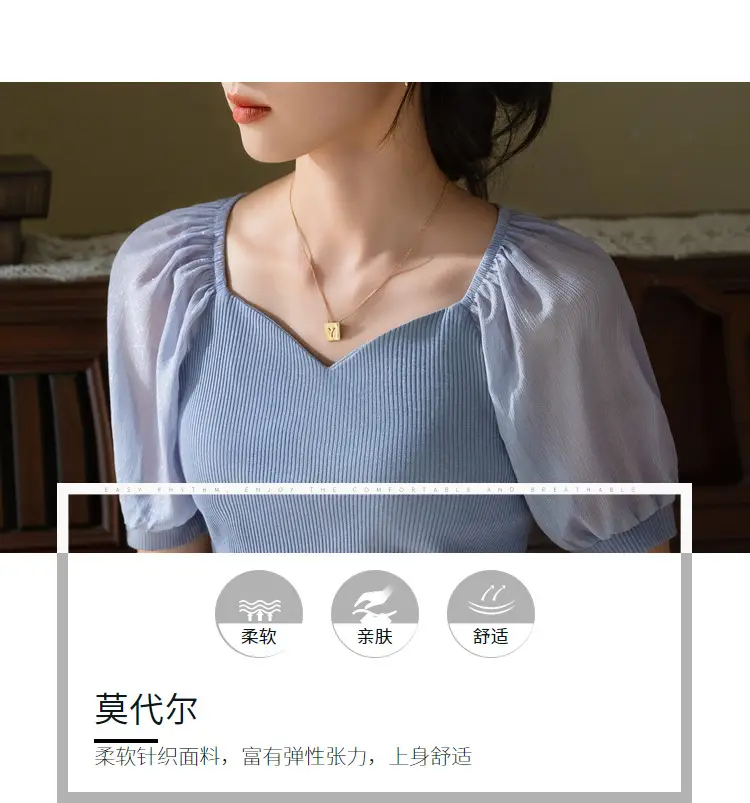 White French Collar Chiffon T-Shirt for Women Summer 2024 — feature 10