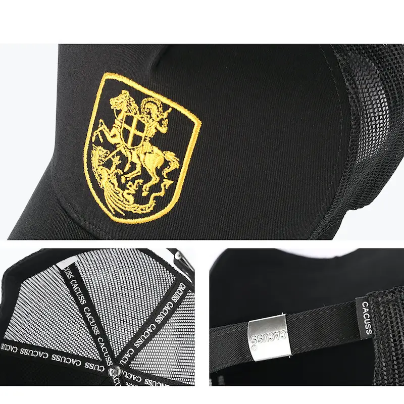 Men's Black Crested Mesh Baseball Cap Summer Wear - Image 6