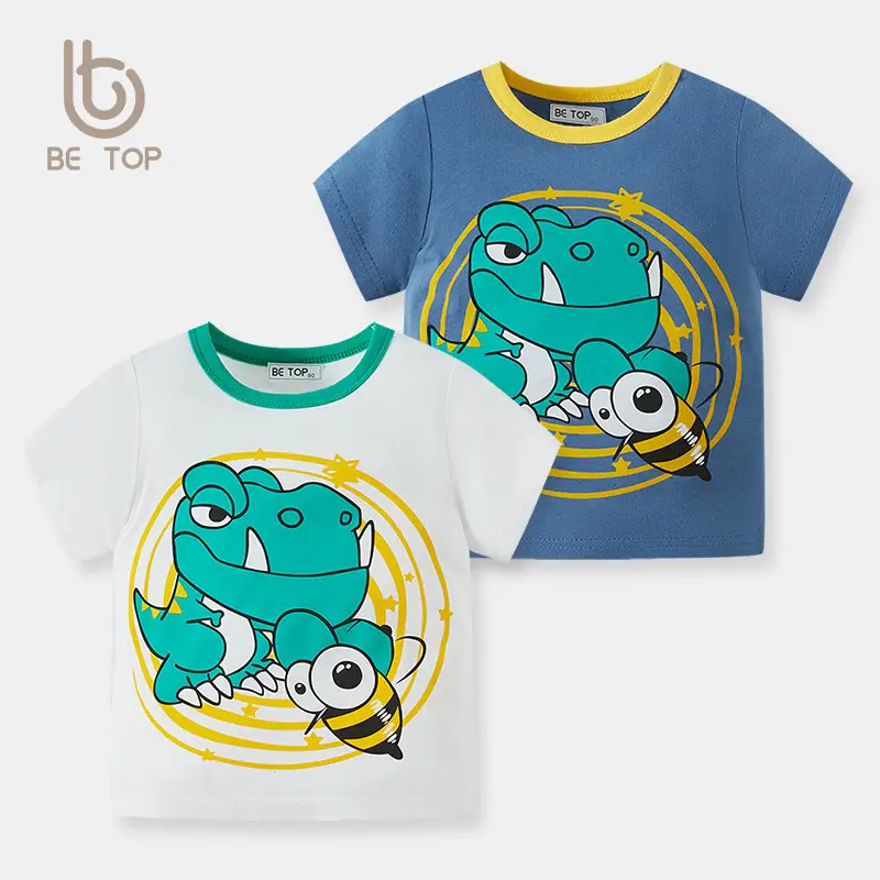 Boys Cotton Cartoon T-Shirt Blue White Summer Set - Image 3