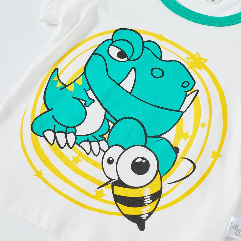 Boys Cotton Cartoon T-Shirt Blue White Summer Set - Image 4