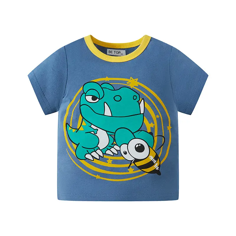 Boys Cotton Cartoon T-Shirt Blue White Summer Set - Image 2