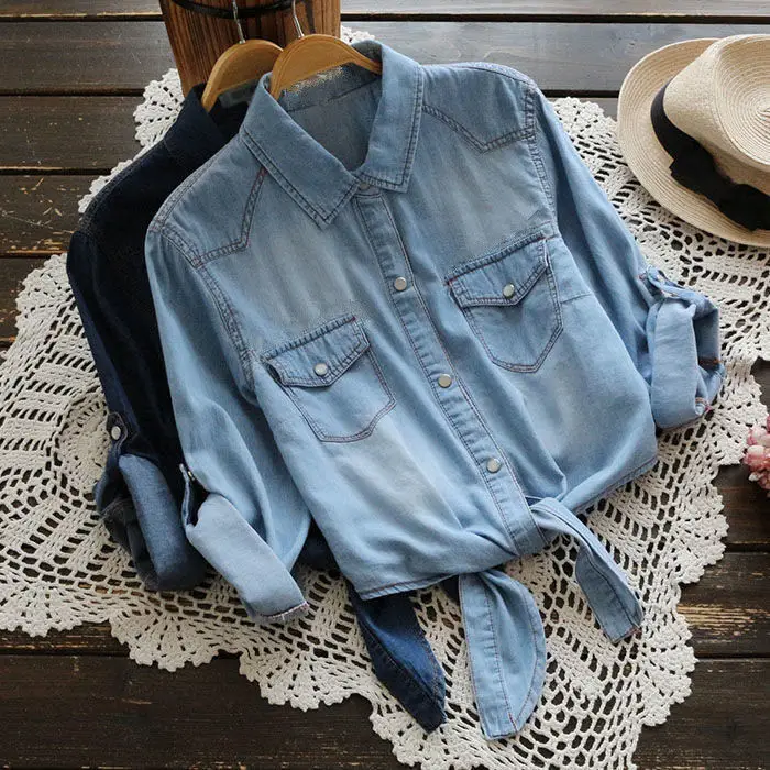 Sweet Denim Short Sleeve Coat for Women — feature 18