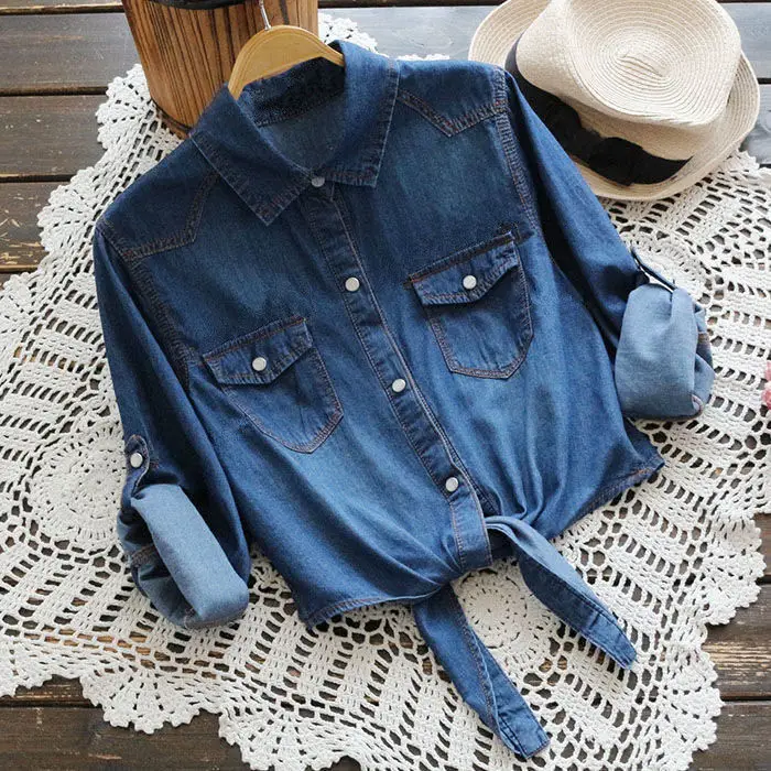 Sweet Denim Short Sleeve Coat for Women — feature 21