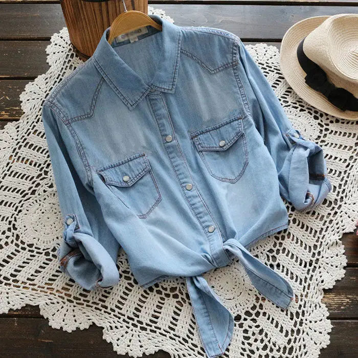 Sweet Denim Short Sleeve Coat for Women — feature 22