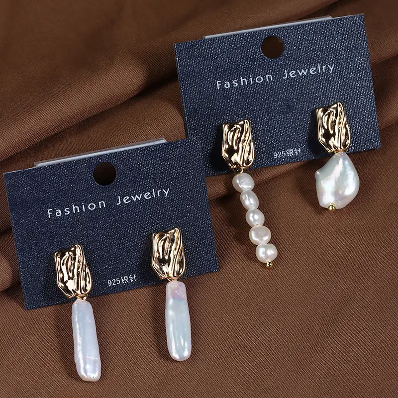 Copper Gold Pearl Earrings Retro Baroque Wholesale - Image 4