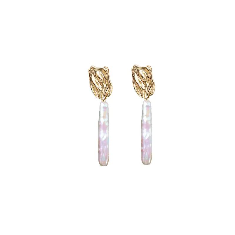 Copper Gold Pearl Earrings Retro Baroque Wholesale - Image 6