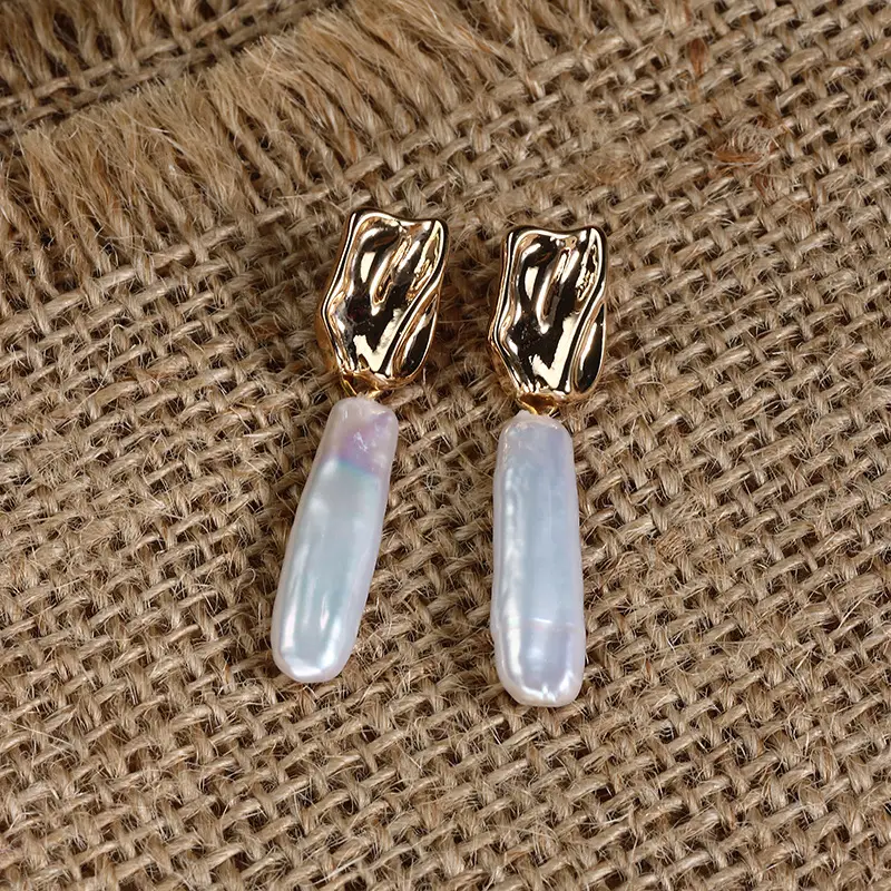 Copper Gold Pearl Earrings Retro Baroque Wholesale - Image 2