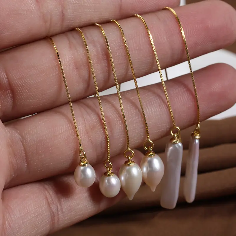 Sterling Silver Gold Plated Pearl Baroque Earrings Wholesale - Image 5
