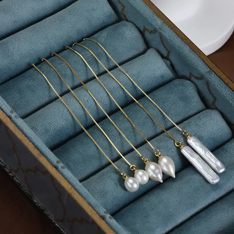 Sterling Silver Gold Plated Pearl Baroque Earrings Wholesale - Image 6