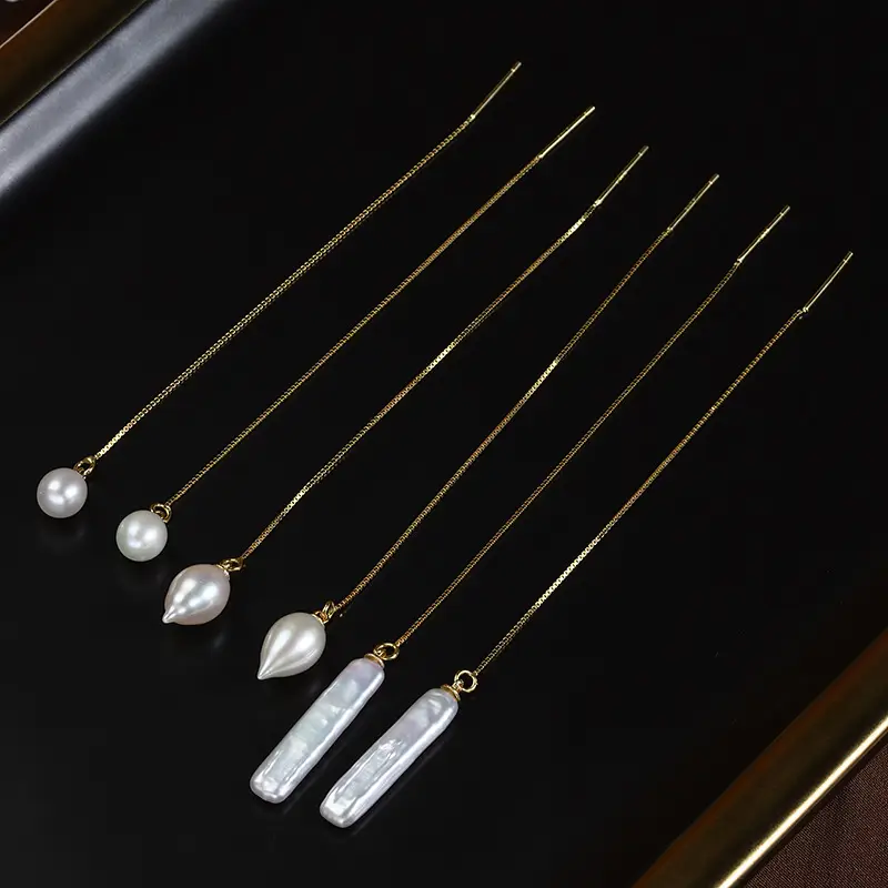 Sterling Silver Gold Plated Pearl Baroque Earrings Wholesale - Image 7