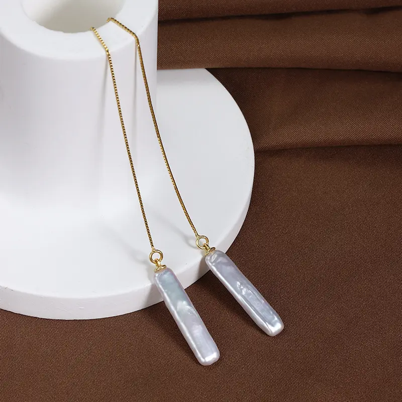 Sterling Silver Gold Plated Pearl Baroque Earrings Wholesale - Image 3